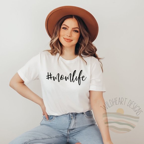 Tops - Mom Life T-shirt, Mama Shirt, Mom Life Shirt, Mom Tee - White